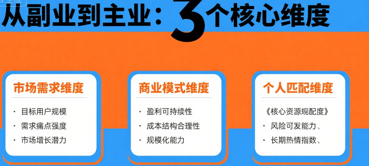 从副业到主业：3 个核心维度，判断你的创业项目是否值得 All In