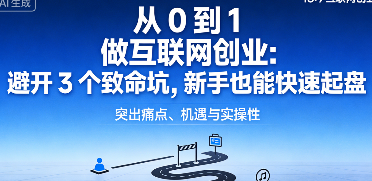 从 0 到 1 做互联网创业：避开 3 个致命坑，新手也能快速起盘